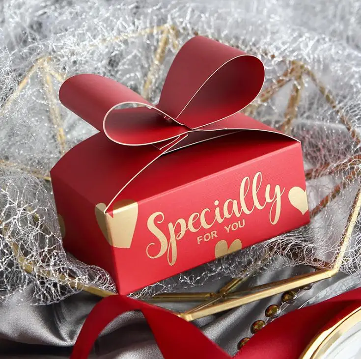 Изумрудная/Розовая/красная Свадебная коробка вечерние коробки для конфет на