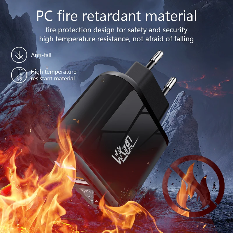 VVKing 2 USB зарядное устройство Quick Charge 3,0 18 Вт быстрое зарядное устройство HD Smart display EU Разъем для iPhone X samsung Xiaomi huawei QC3.0 зарядное устройство