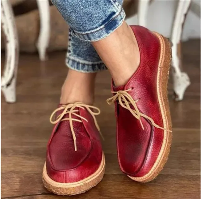 

Кроссовки женские с круглым носком, основная обувь из ПУ кожи, на шнуровке, однотонные, повседневные, на плоской резиновой подошве, для отдых...