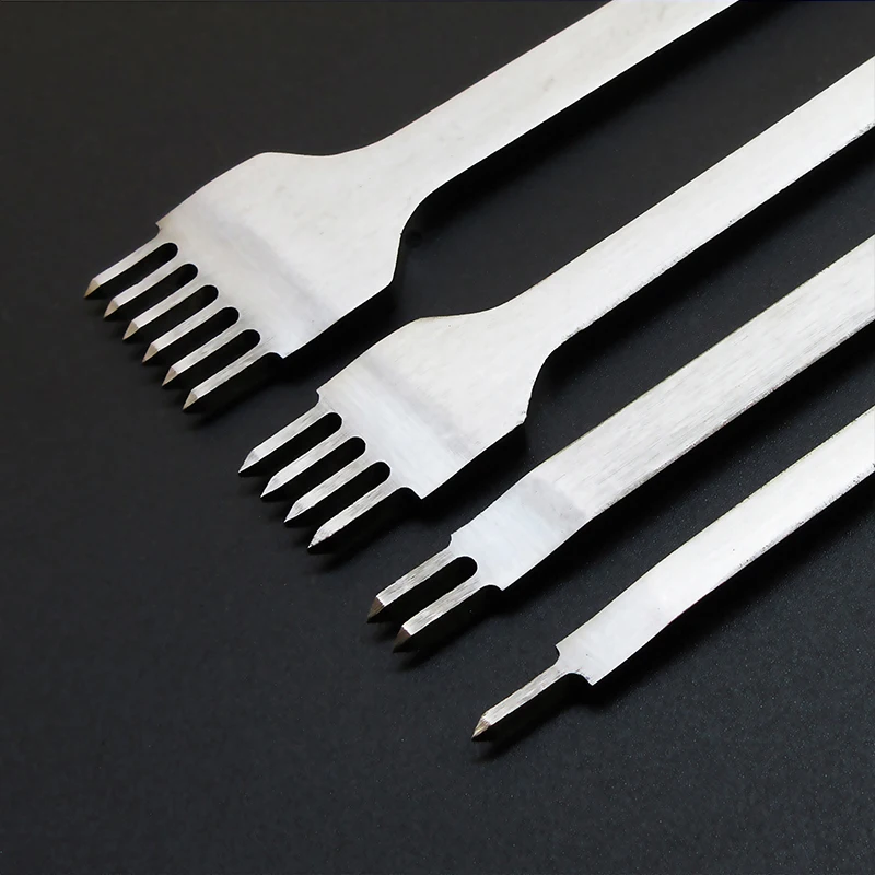 

3/4/5/6mm Spacing Punch Tool 1/2/4/6 Prong Leather Hole Chisel Tool Lacing Stitching Sewing DIY Leather Craft Tools