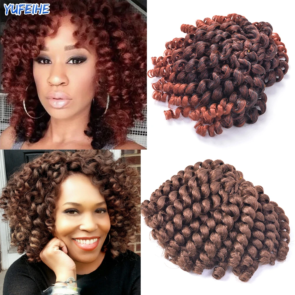 

Short Jumpy Wand Curl Jamaican Bounce 8Inch Synthetic Braiding Hair Extension Curly Hair For Afro Women High Temperature Fiber