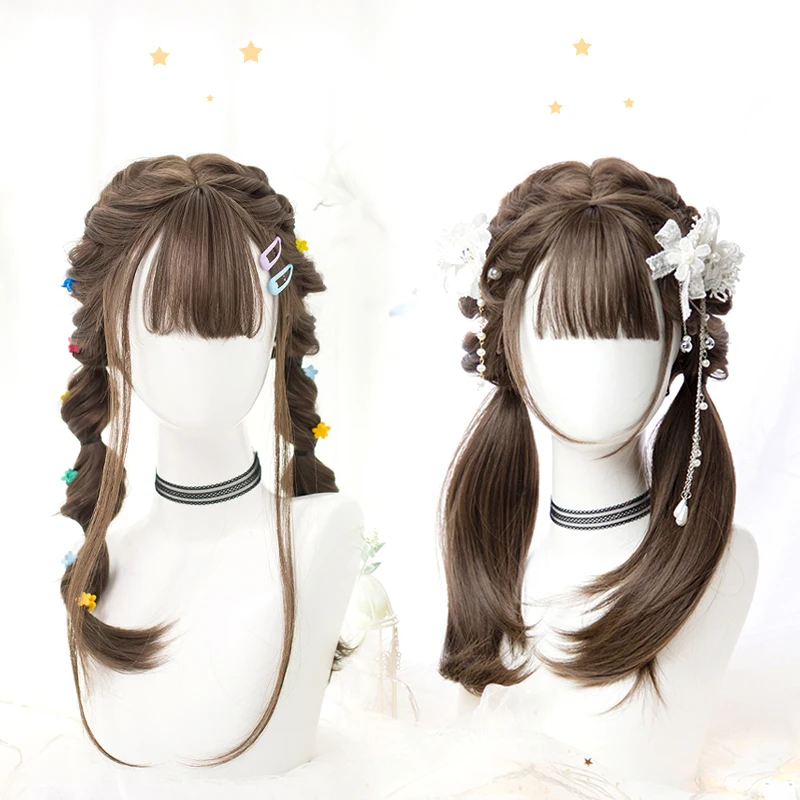 

CTRLALT коричневый черный короткие прямые волосы парик с пушистой челкой для женщин носить ежедневный термостойкий синтетический парик