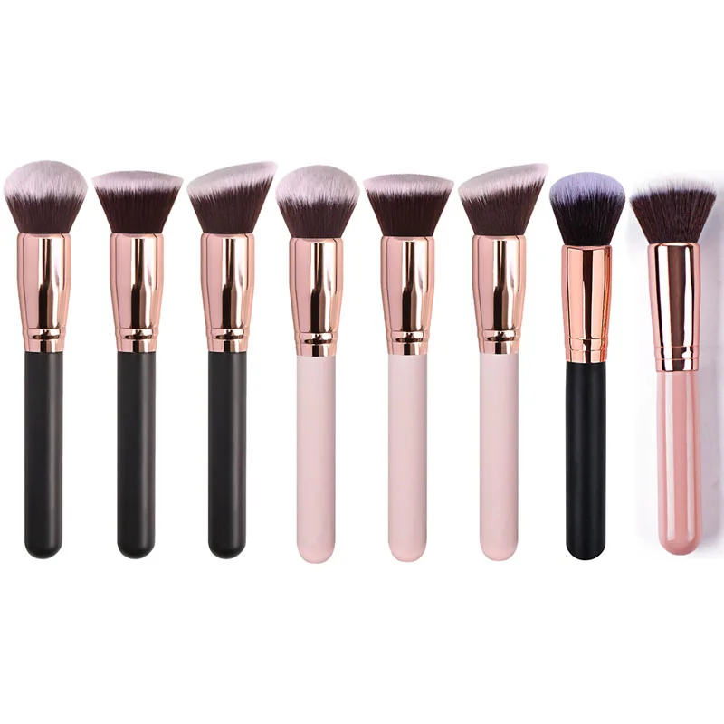 

Champagne Loose Powder Makeup Brush Round Flat Top Foundation Concealer Blush Contour Blusher Face Makeup Brush Pincel Maquiagem