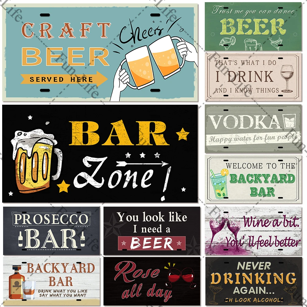 

Beer Metal Tin Signs Plaque Plates Vintage Wine Metal Poster Bar Pub Party Man Cave Pub Kitchen Home Wall Decor