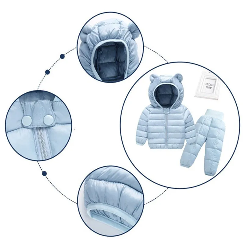 Baby Winter Coats Down Cotton Coat pants unisex Jacket kids Clothes Hooded infant For Boys And Girls |
