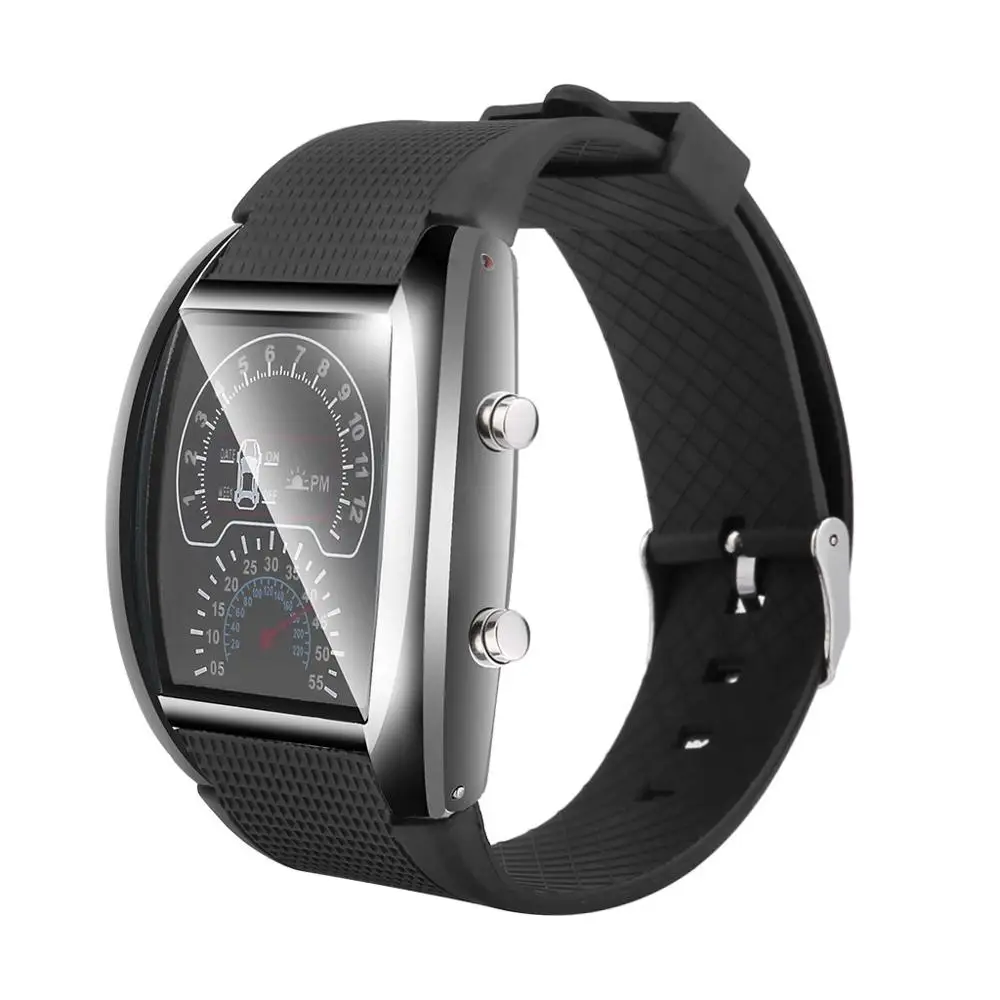 2019 светодиодные мужские модные цифровые часы со вспышкой турбо Спидометр