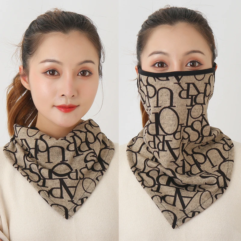 

Women Cotton Mask Scarf Face Mascarillas Wraps Floral Print Lady Warm Neck Scarves Foulard Bandana Reusable Outdoor Riding Masks