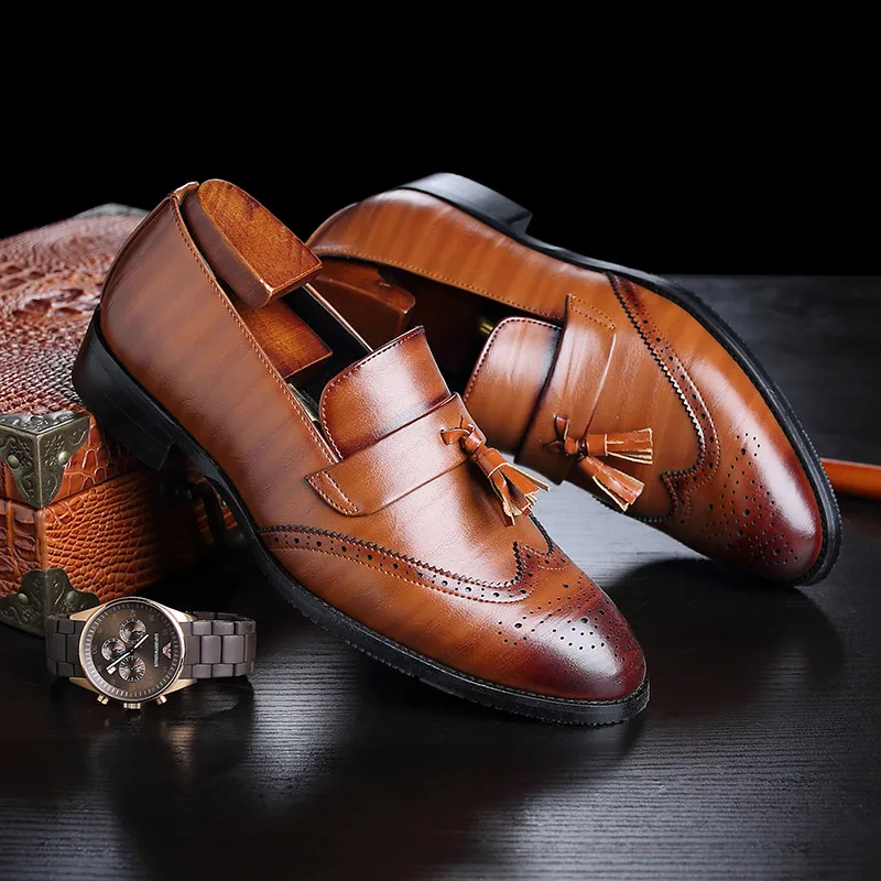 Мужские кожаные лоферы больших размеров 37-48 брендовая Классическая обувь с