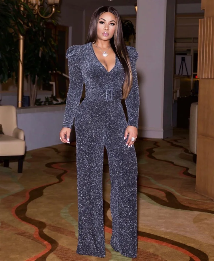 2020 модные новые стильные сексуальные женские брюки блестящие V образный вырез с