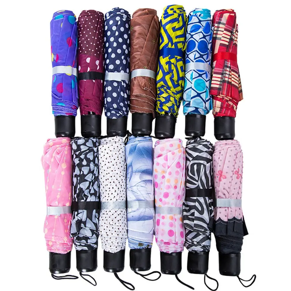 Парный цветной Зонт с короткой ручкой складной зонт в 3 раза портативный мини
