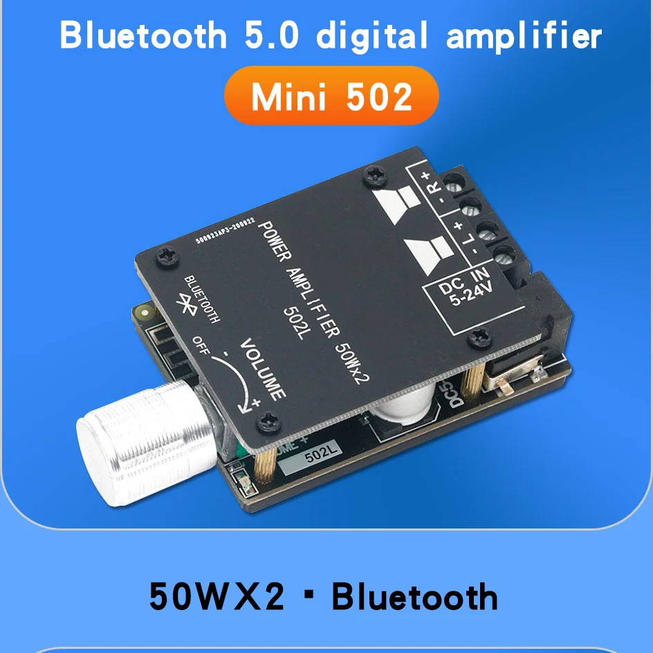 ZK-502L Bluetooth 5.0 Wireless Audio Digital Power amplifier Stereo board 50Wx2 Bluetooth Amp Amplificador power amp