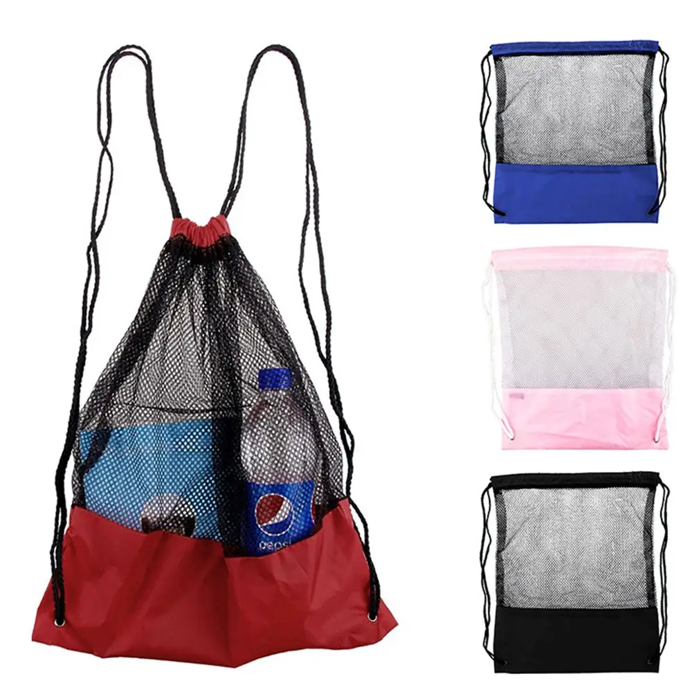 

High Quality Mesh Drawstring Backpack Tote Sport Pack Clothes Shoe Travel Bag Beach Backpack Bag Toys Shoesclothes Organizer