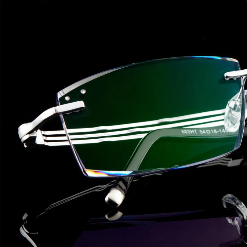 Pure β Titanium Men's Diamond Trimming Cutting Rimless Lens Gradient Frameless Anti Blue Ray Myopia Glasses Frame F6637 | Аксессуары