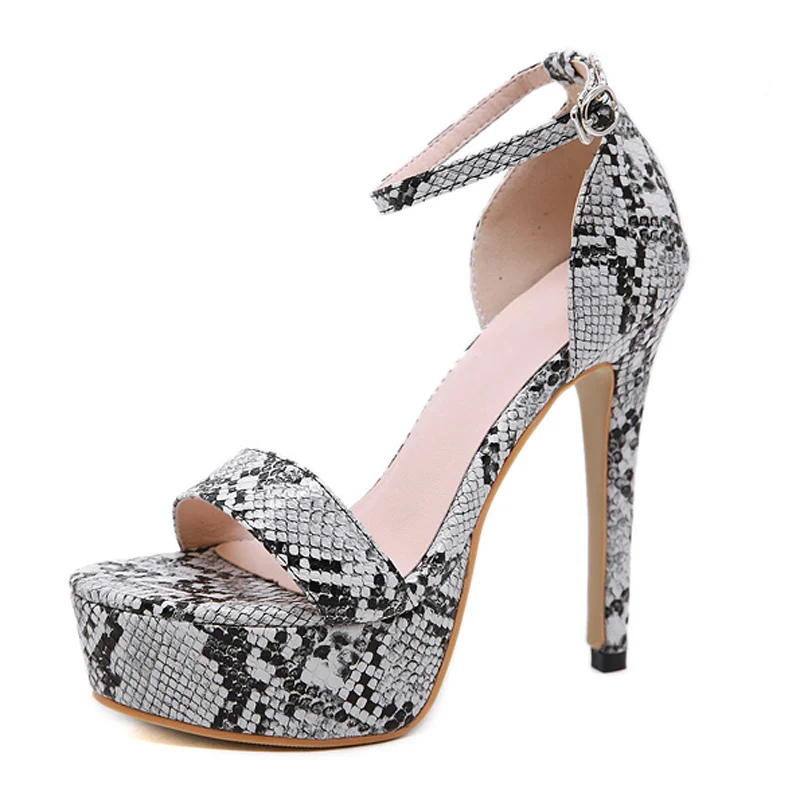 2020 босоножки женские летние туфли на высоком тонком каблуке со змеиным принтом и