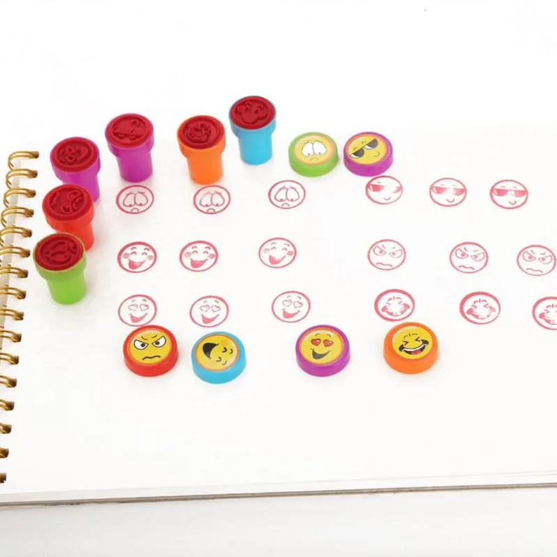 

10pcs/Set Children Toy Stamps Cartoon Smiley Face Kids Seal For Scrapbooking Stamper DIY Painting Photo Album Decor