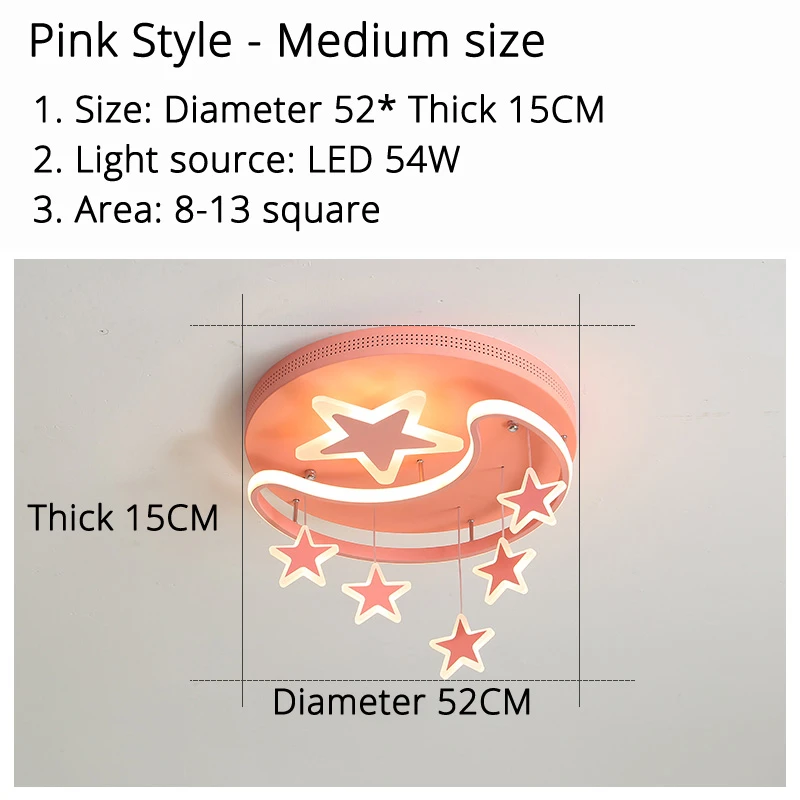 pink 52 cm 54w 8070 Акриловый светодиодный светильник-люстра для детской кровати, кабинета, железная основа, кремниевый Диммируемый пульт дистанционного управления, розовый, белый, осветительная лампа - Цвет абажура: pink 52 cm 54w 8070