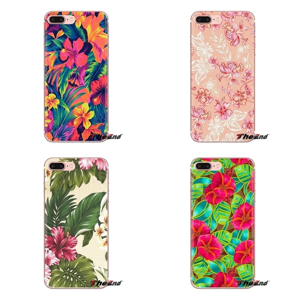 TPU Transparent Cases colorful Tropical flowers plants For Samsung Galaxy J1 J2 J3 J4 J5 J6 J7 J8 Plus 2018 Prime 2015 2016 2017 |