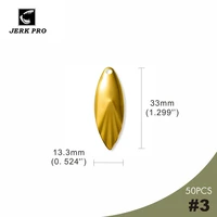 jerk pro 50pcs size 3 fluted steel willow leaf spinner blades nickle gold plated spinner bait parts for fishing lures