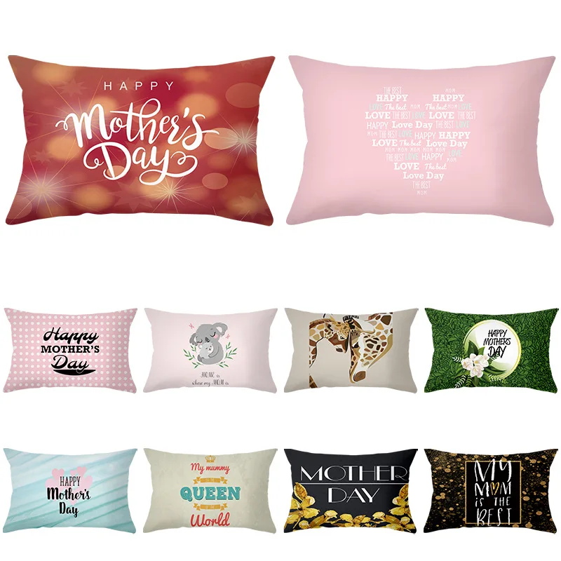 

Mother's Day Letter Series Peach Skin Waist Pillowcase Office Home Sofa Pillowcase Bedside Pillowcase Wholesale