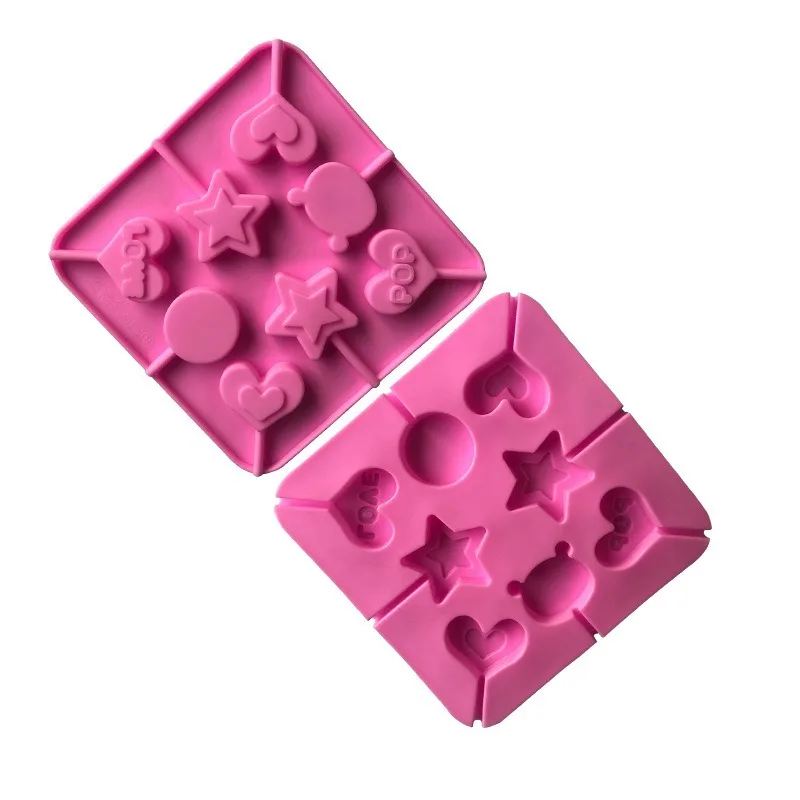 Силиконовая форма для шоколада с пятиконечными звездами 8 сердечек силиконовая 20