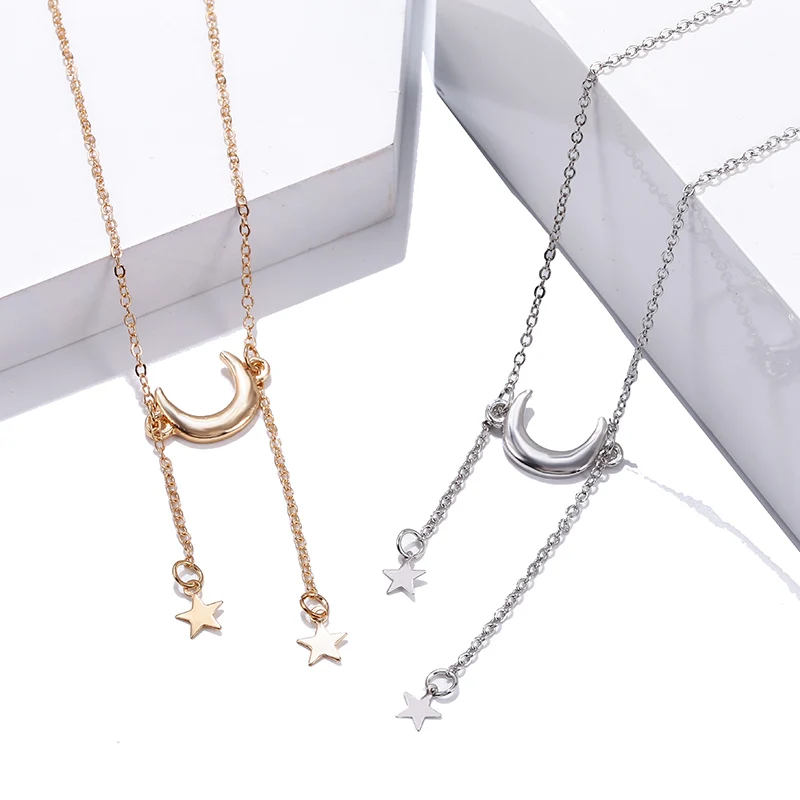 2019 новое Золотое серебряное ожерелье для женщин Классическая длинная цепь Луна