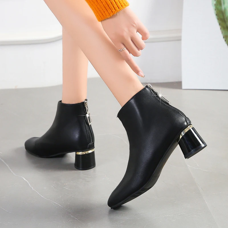 Женские ботильоны золотистого цвета на высоком каблуке с молнией сзади Botas Mujer