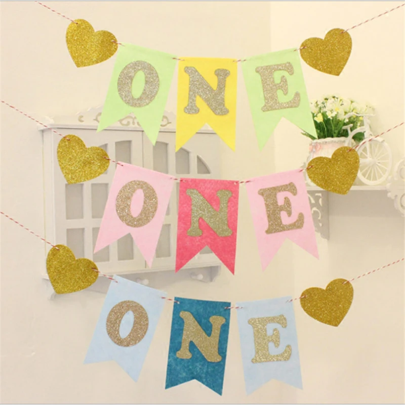 1 комплект детский первый день рождения синий розовый баннерный стул один год