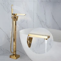bathroom bathtub faucet handheld shower free standing gold luxury bathtub mixer taps floor mounted