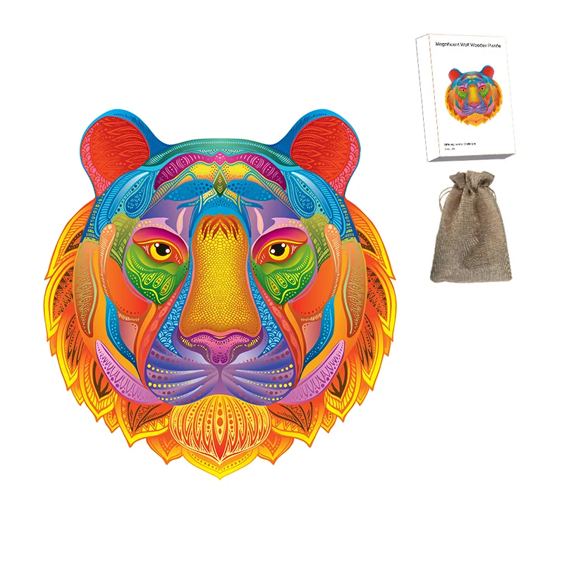 

Unique Wooden Animal Jigsaw Puzzles Mysterious Puzzle Gift For Adult Kids Fabulous Montessori Children Toy Tiger Puzzle Gifts