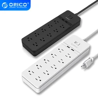 orico universal us plug electrical socket extension power strip for office 10ac outlets 2 usb ports surge protector