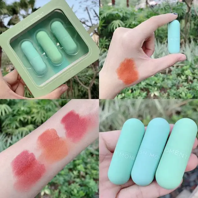 3 шт. мини капсульные матовые глазури для губ водостойкий стойкий натуральный