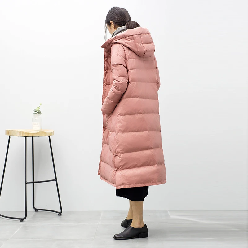 2020 New Large Women Winter Down Coat Vintage Chinese Button X-long Hooded Jackets Female Outerwear Warm OK1051 | Женская одежда