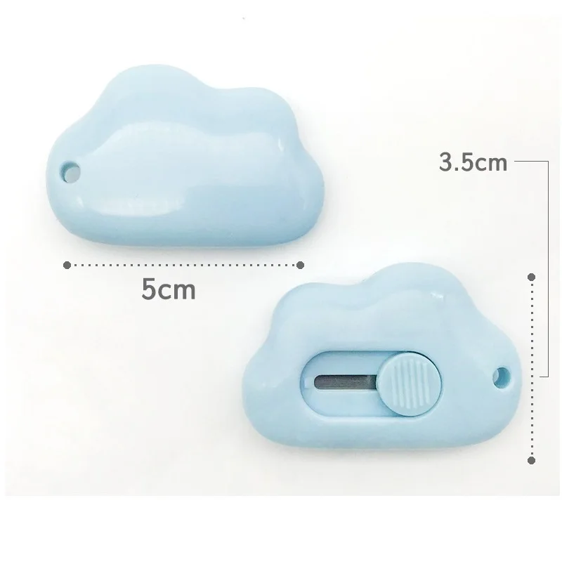 2pcs Mini Cloud Utility Knife Set Automatic Rebound Steel Blade Paper Cutter Opener for Letter Box Wrapping Cutting School F359 images - 6