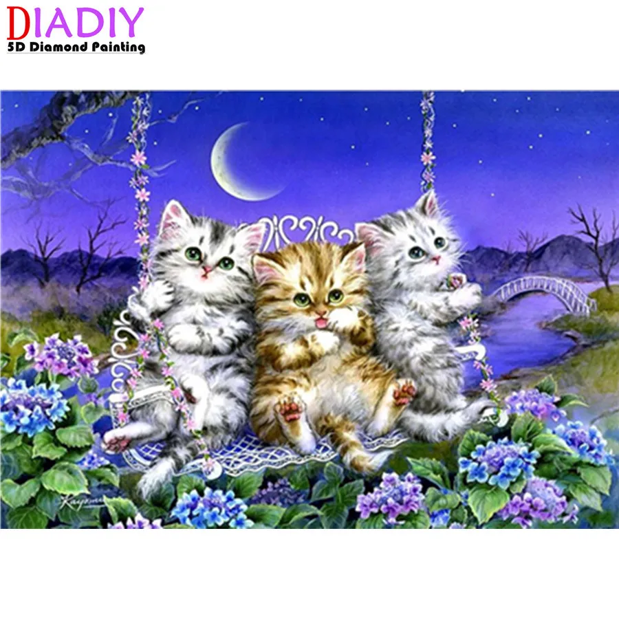 

5D DIY Diamond Painting Butterfly Full Circle Diamond Cat Embroidery Rhinestone Mosaic Home Decoration Art Gift
