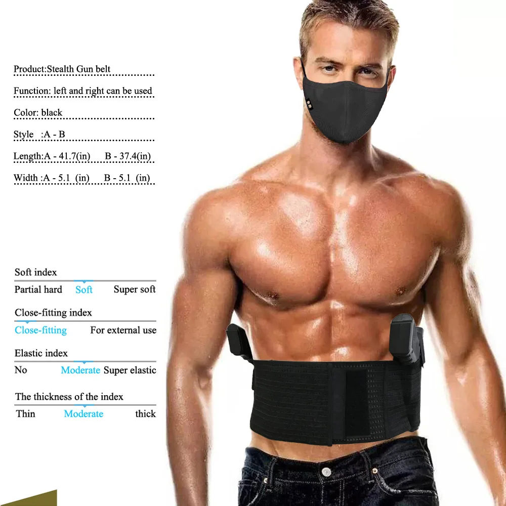 Тактическая кобура черная эластичная широкая с ремнем военная Боевая уличная