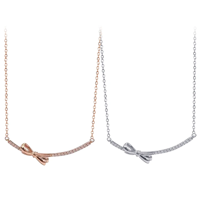 

Exquisite Luxury Women Necklace Elegant Bow Full Zircon Clavicle Sweater Chain Women Necklace