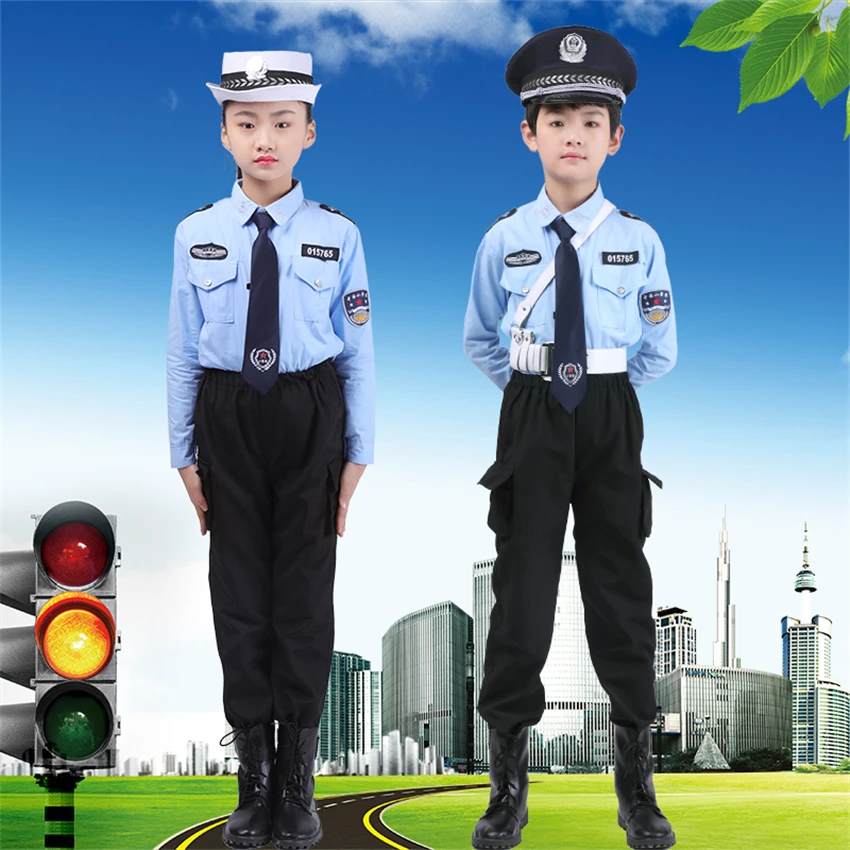 Костюм офицера полиции дорожного движения для мальчиков и девочек косплей