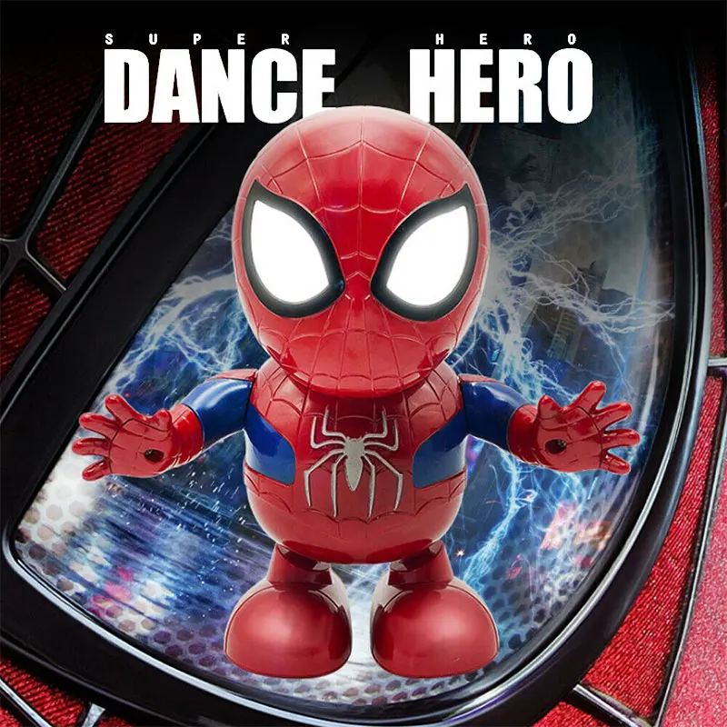 Новый дизайн для Мстители Super hero &quotЧеловек паук&quot танцев фигуркы игрушки с Led