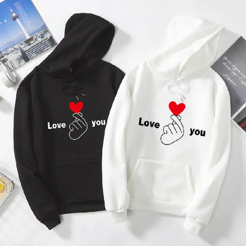 

Fashion Love your Heart Shape Print Hoodies Sweat Women Autumn Winter Long Sleeve Pullover Loose Casual Sweatshirt Hoodies Coat