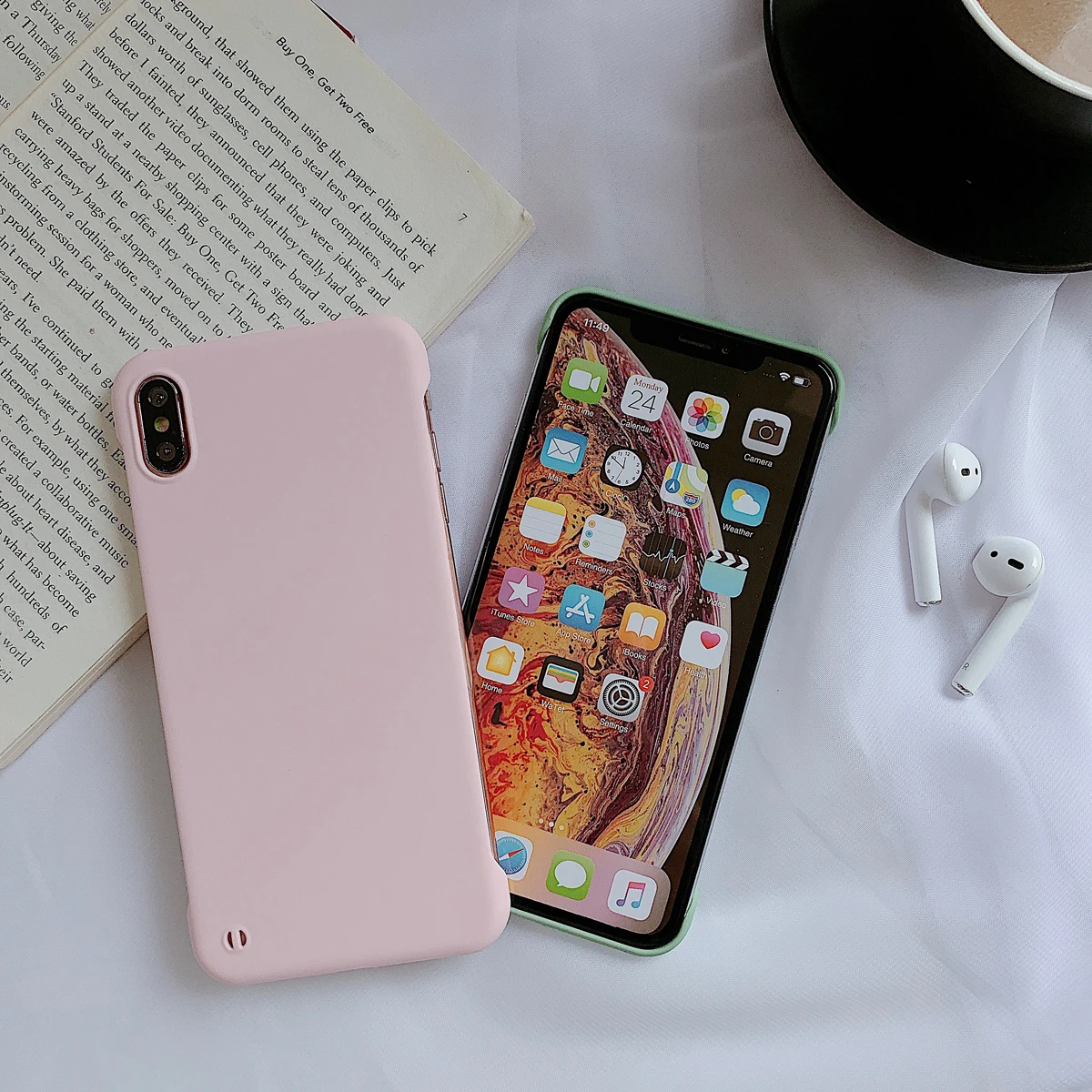 Frameless New Fashion Business Plain Case For iphone 6 6S 7 8 Plus X XR XS Max Lovely Cover Ip 6plus 7plus 8plus XsMax Hard | Мобильные