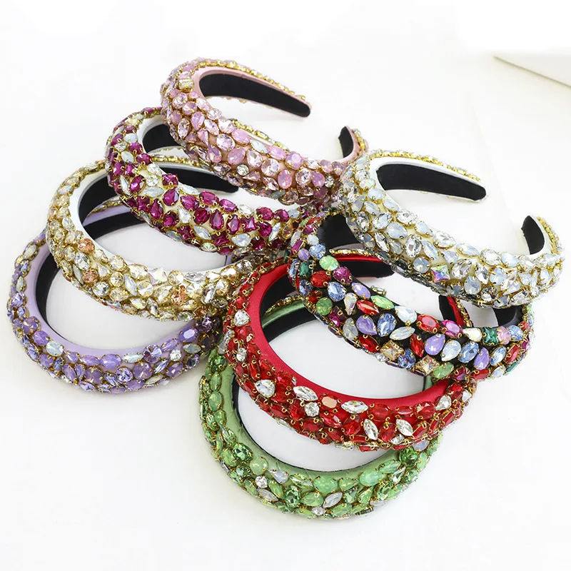 

Baroque Full Rhinestone Sweet Women Hairband Accessory Gem Crystal Pearl Hair Hoop Lady Fashion Jewelry Creative Hair Accessory