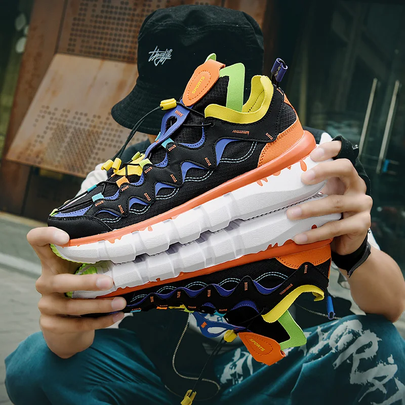 

Мужские дышащие кроссовки унисекс, Спортивная уличная удобная мужская повседневная обувь, теннисные туфли, мужские кроссовки больших разм...