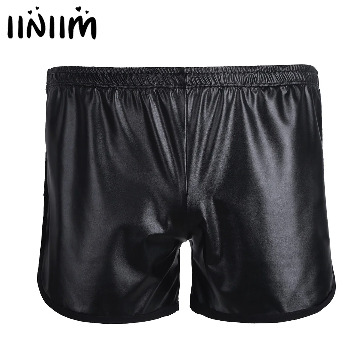 Мужские черные блестящие глянцевые облегающие боксеры из искусственной кожи