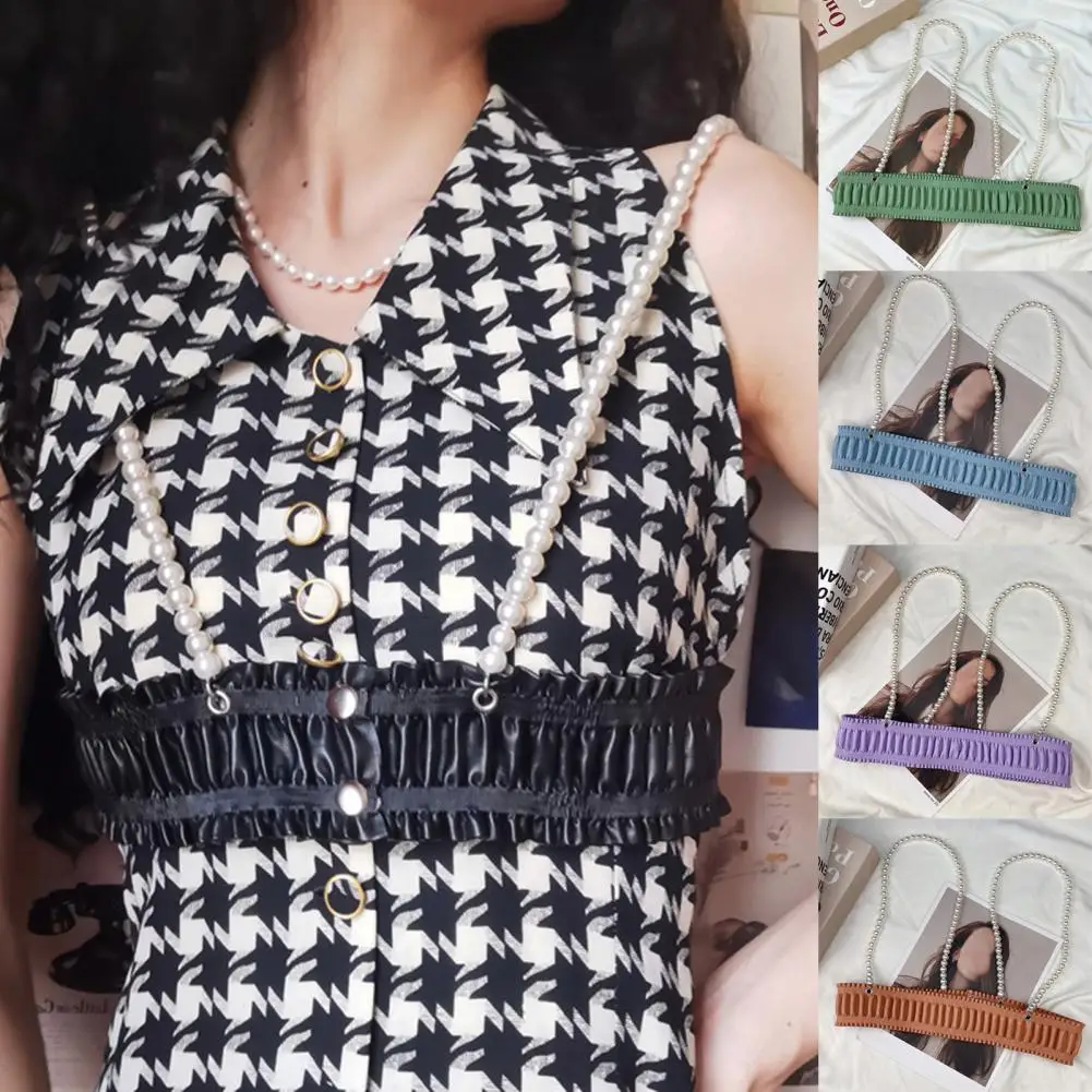 

Student Stylish Imitation Pearls Elasticity Waist Belt Soft Belt All Match for Suits