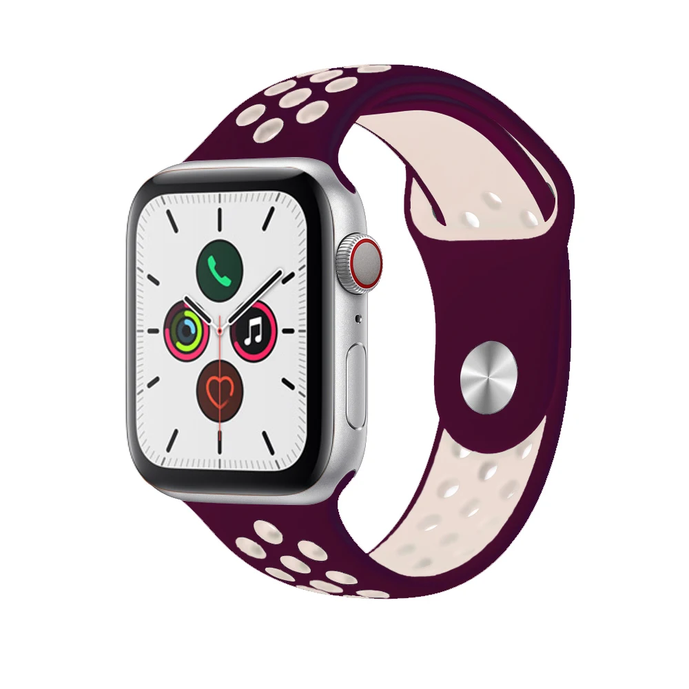 Силиконовый ремешок для apple watch 5 4 band correa apple watch 44 мм 40 мм 42 мм 38 мм iwatch 5 4 3 2 1 спортивный браслет на запястье - Цвет ремешка: NEW wine pink
