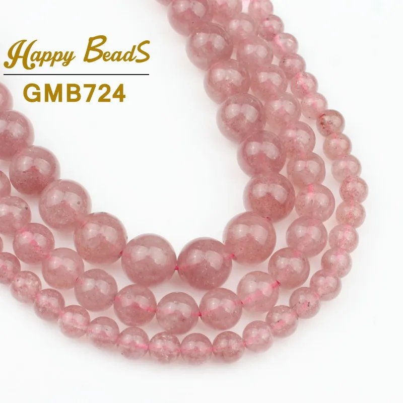 Natural Strawberry Quartzs Gem Crystal Beads Loose Spacer Round Beads For Jewelry Making 6 8 10MM 7.5” Diy Accessories Bracelets