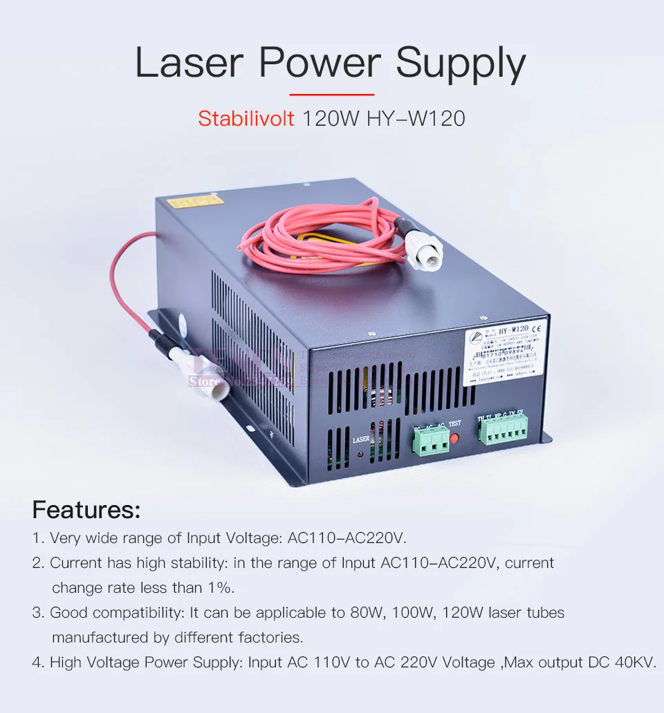 HY-W120 120 Вт CO2 лазерный источник питания 110 В 220 В Универсальный PSU 100 Вт Co2 лазерный источник для лазерной гравировки и резки