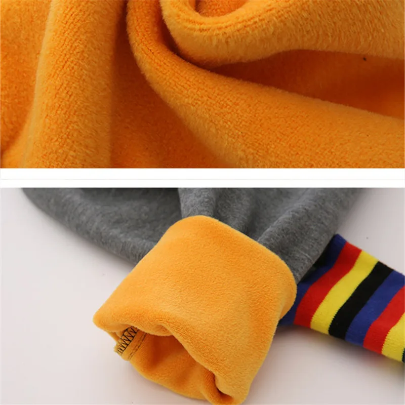 Teenager Winter Warm Legins Girls Rainbow Ribbed Leggings With Stripes Thick Cotton Leggins Infant Girl Clothes 4-14 |