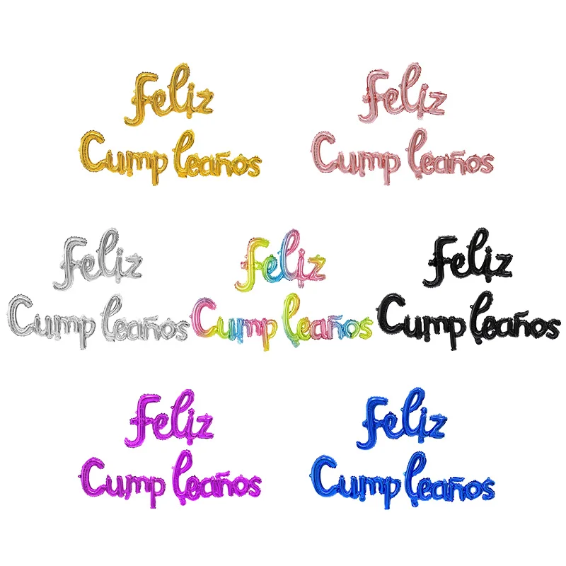 

1set Spanish Birthday Siamese Alphabet Balloon Aluminum Foil Inflatable Birthday Party Decoration Children Banner Globe Balloon
