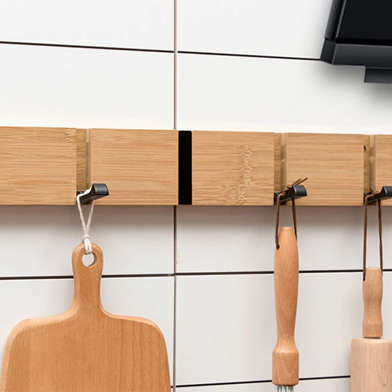 Настенный крючок для одежды вешалка пальто из натурального бамбука и алюминия
